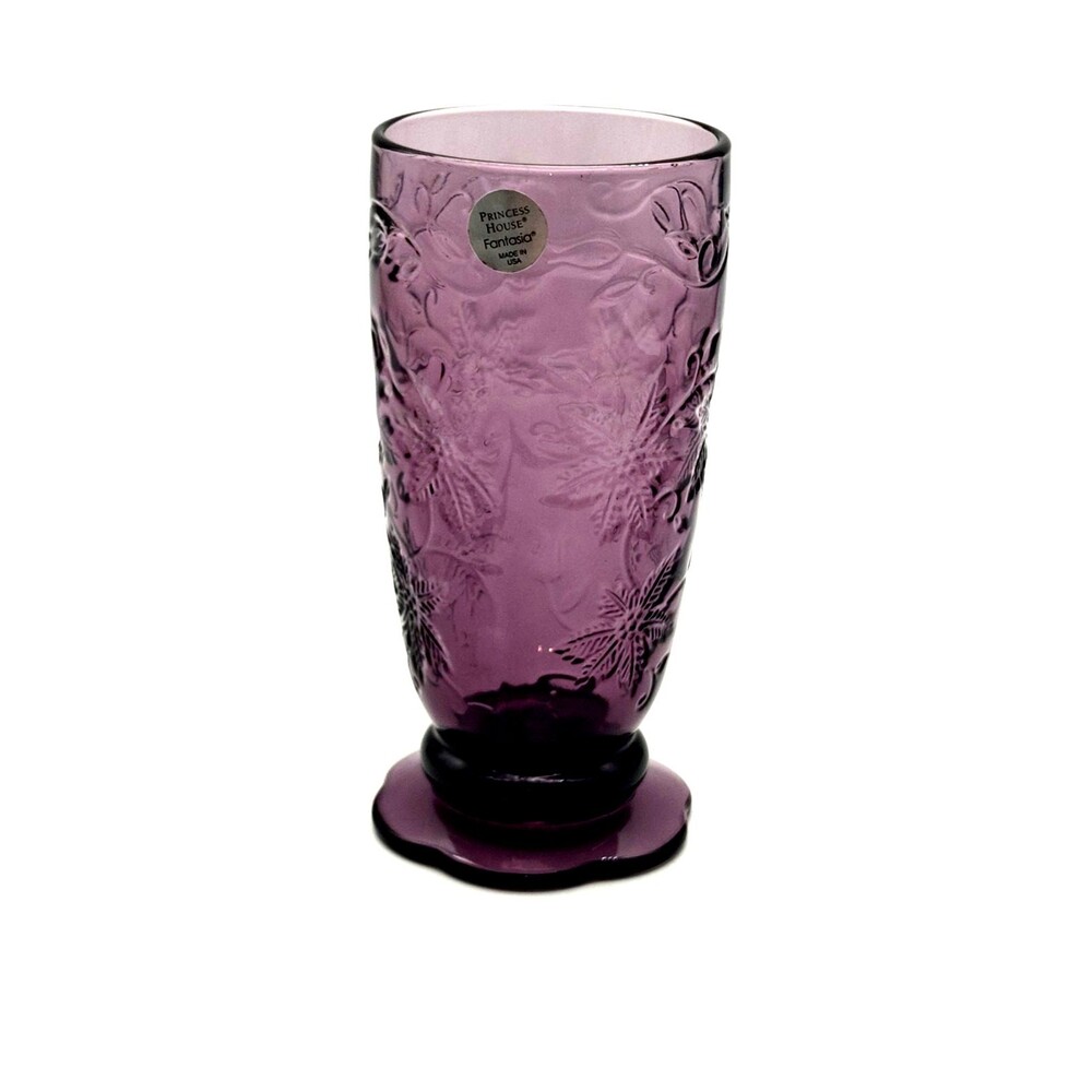 LKNW Princess House Fantasia  Amethyst Footed Tumbler With Label